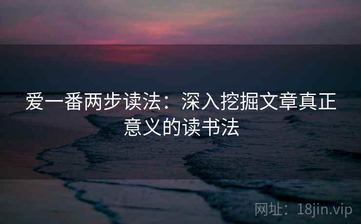 爱一番两步读法：深入挖掘文章真正意义的读书法